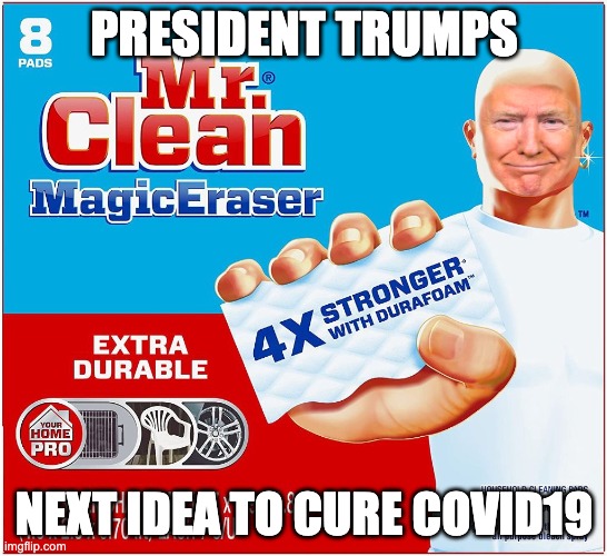 President Trump's Ideas to fight COVID19 | PRESIDENT TRUMPS; NEXT IDEA TO CURE COVID19 | image tagged in covid-19 | made w/ Imgflip meme maker