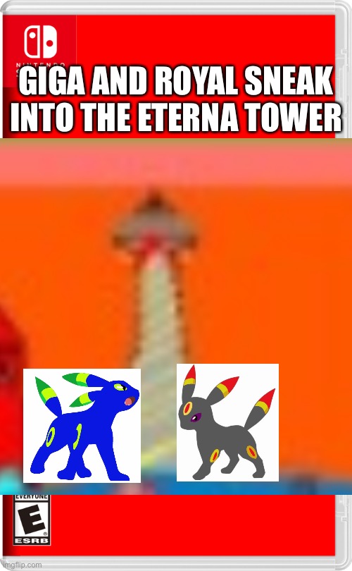 I don’t know how no one saw them, but they managed to sneak in there | GIGA AND ROYAL SNEAK INTO THE ETERNA TOWER | image tagged in pokemon | made w/ Imgflip meme maker