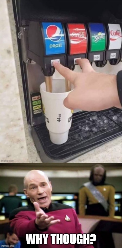 Two things that should not be put together | WHY THOUGH? | image tagged in memes,picard wtf | made w/ Imgflip meme maker