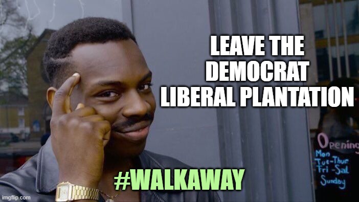 Roll Safe Think About It Meme | LEAVE THE DEMOCRAT LIBERAL PLANTATION #WALKAWAY | image tagged in memes,roll safe think about it | made w/ Imgflip meme maker