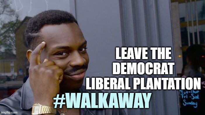 Roll Safe Think About It Meme | LEAVE THE DEMOCRAT LIBERAL PLANTATION #WALKAWAY | image tagged in memes,roll safe think about it | made w/ Imgflip meme maker