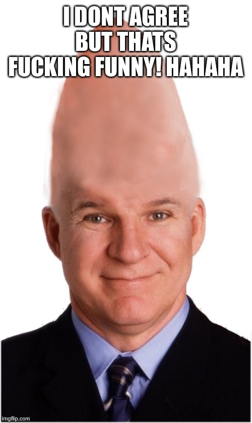 Steve Conehead Martin | I DONT AGREE BUT THATS F**KING FUNNY! HAHAHA | image tagged in steve conehead martin | made w/ Imgflip meme maker