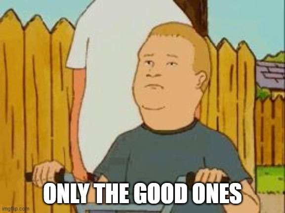 Bobby Hill | ONLY THE GOOD ONES | image tagged in bobby hill | made w/ Imgflip meme maker