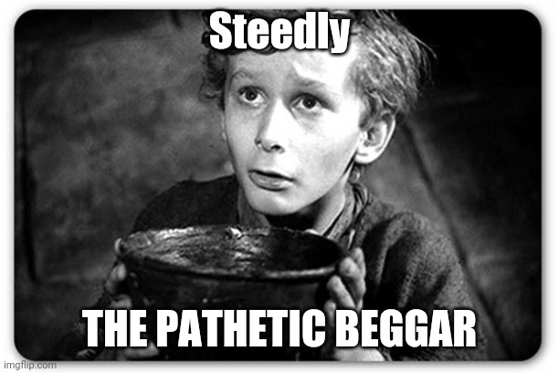 Beggar | Steedly THE PATHETIC BEGGAR | image tagged in beggar | made w/ Imgflip meme maker