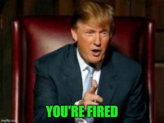 Donald Trump | YOU'RE FIRED | image tagged in donald trump | made w/ Imgflip meme maker