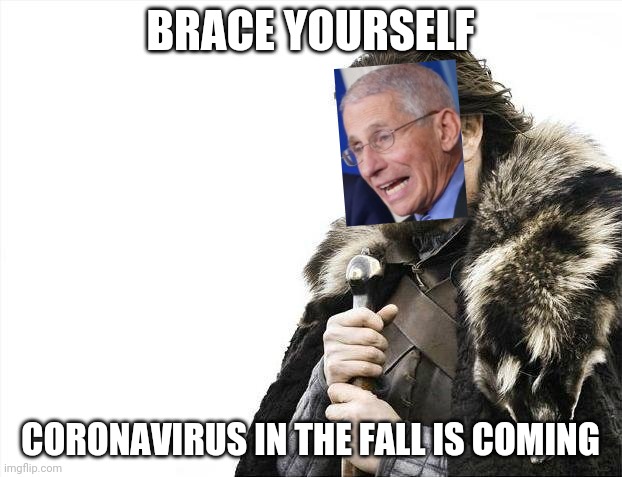 Brace Yourselves X is Coming | BRACE YOURSELF; CORONAVIRUS IN THE FALL IS COMING | image tagged in memes,brace yourselves x is coming | made w/ Imgflip meme maker
