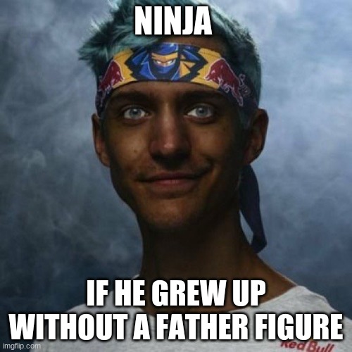 black ninja | NINJA; IF HE GREW UP WITHOUT A FATHER FIGURE | image tagged in black ninja | made w/ Imgflip meme maker