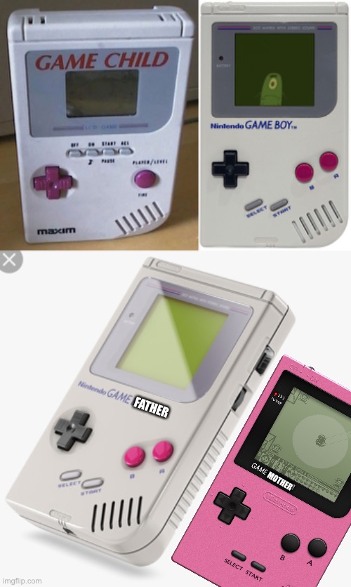 The whole family | FATHER; MOTHER | image tagged in plankton for game boy,gameboy,nintendo | made w/ Imgflip meme maker