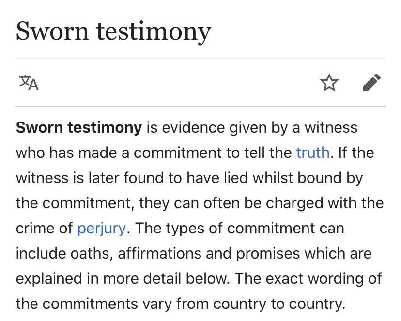 Sworn testimony Blank Meme Template