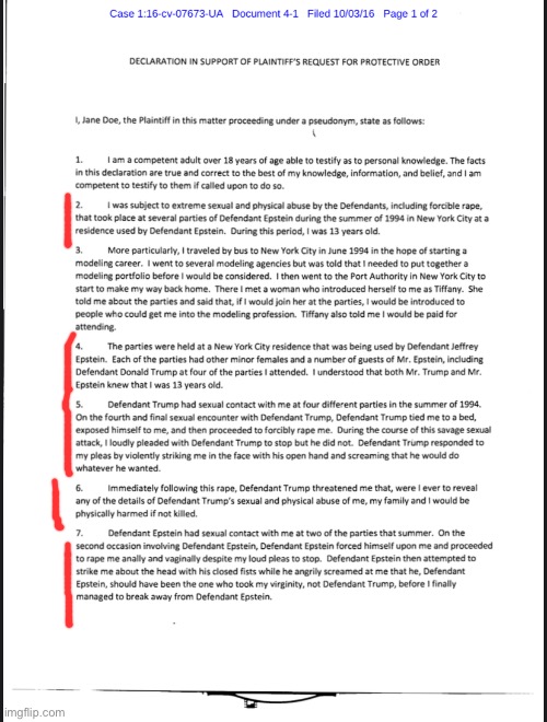 Jane Doe affidavit p. 1 marked Blank Meme Template