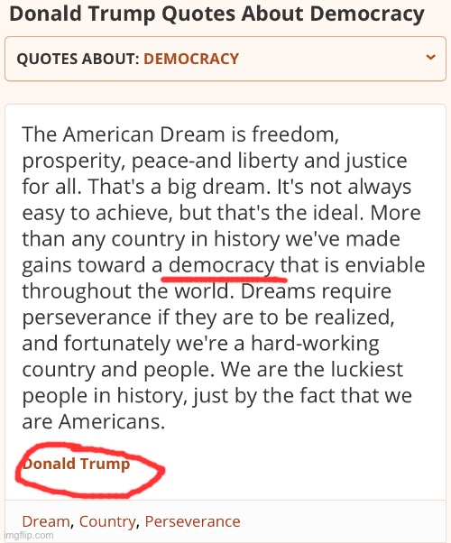 In one of the most elegant and optimistic statements he’s ever made, Donald Trump called the United States a Democracy. | image tagged in donald trump democracy quote,america,democracy,republic,the more you know,american politics | made w/ Imgflip meme maker