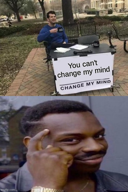 He's broken the fourth wall | You can't change my mind | image tagged in memes,change my mind,thinking,me irl,so true memes | made w/ Imgflip meme maker