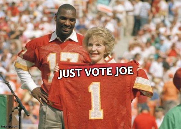 JUST VOTE JOE | image tagged in memes,nancy reagan,just say no,paid for by biden 2020 | made w/ Imgflip meme maker