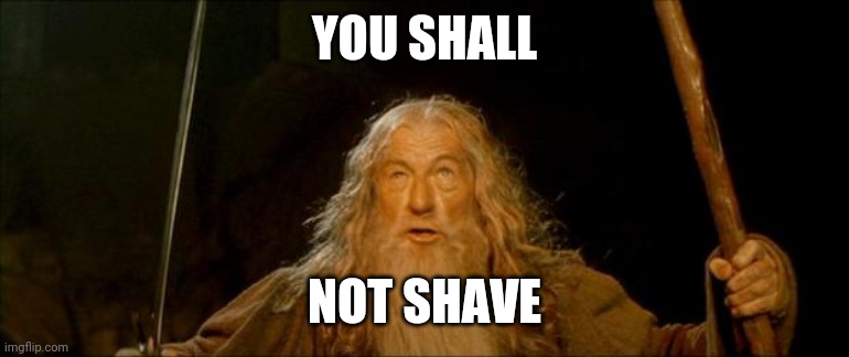 Gandalf you shall not shave | YOU SHALL; NOT SHAVE | image tagged in gandalf you shall not pass | made w/ Imgflip meme maker