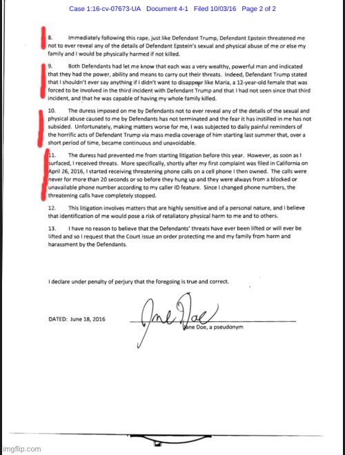 High Quality Jane Doe affidavit p. 2 marked Blank Meme Template