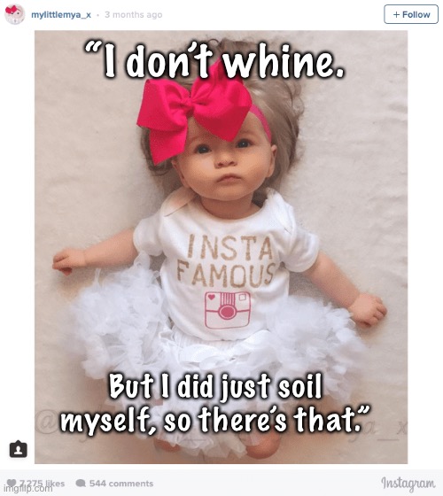 “I don’t whine. But I did just soil myself, so there’s that.” | made w/ Imgflip meme maker