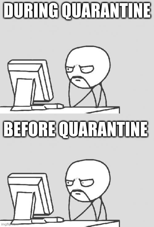 Me during quarantine and before | DURING QUARANTINE; BEFORE QUARANTINE | image tagged in memes,computer guy | made w/ Imgflip meme maker