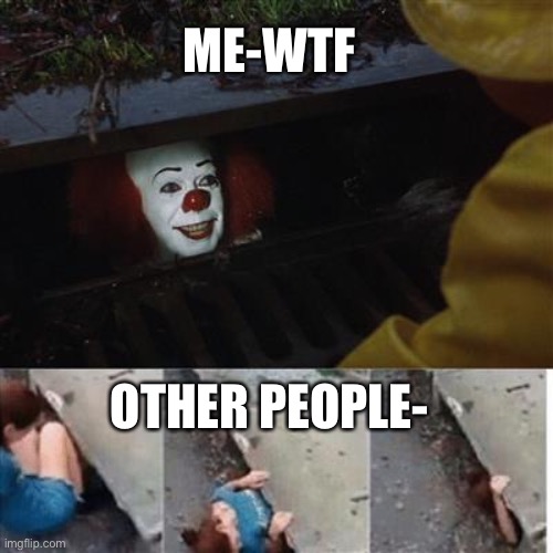 pennywise in sewer | ME-WTF; OTHER PEOPLE- | image tagged in pennywise in sewer | made w/ Imgflip meme maker