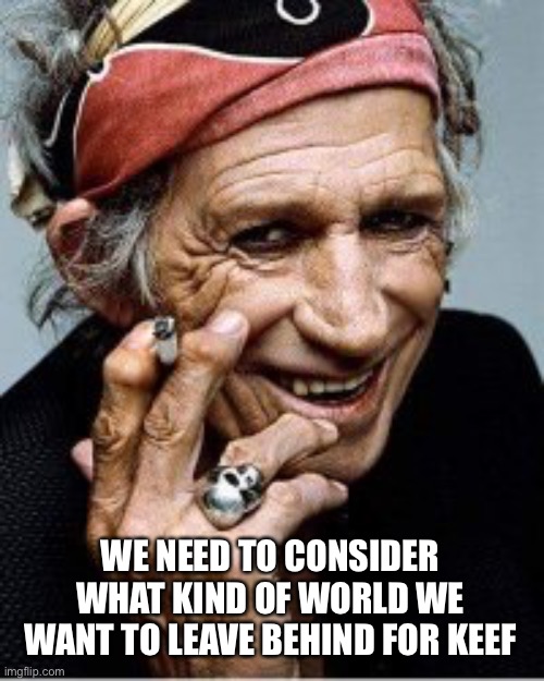WE NEED TO CONSIDER WHAT KIND OF WORLD WE WANT TO LEAVE BEHIND FOR KEEF | made w/ Imgflip meme maker