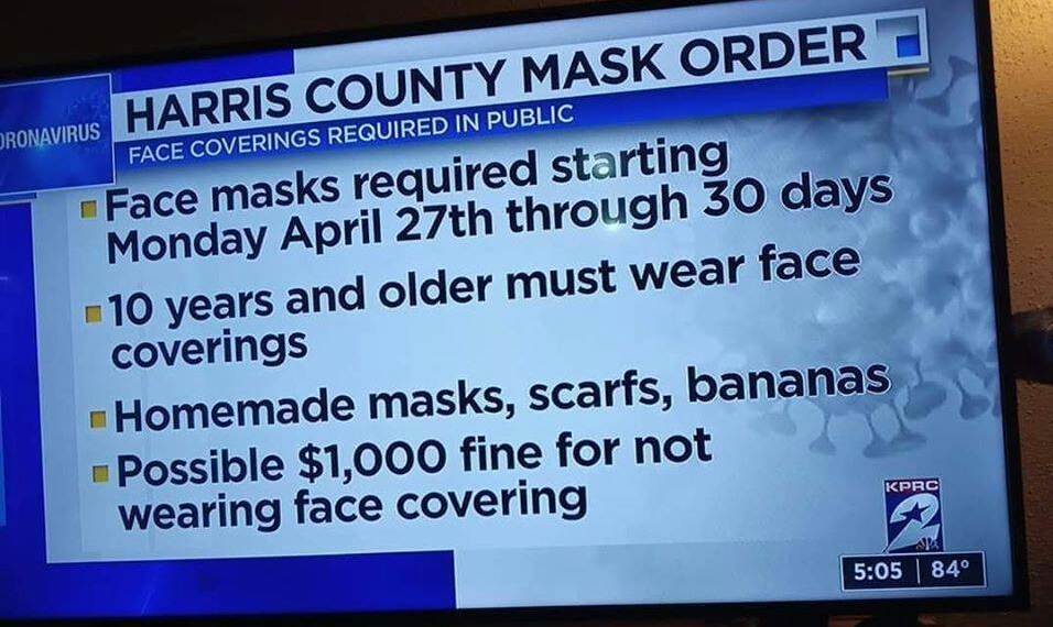 High Quality Harris County, TX mask order alert Blank Meme Template