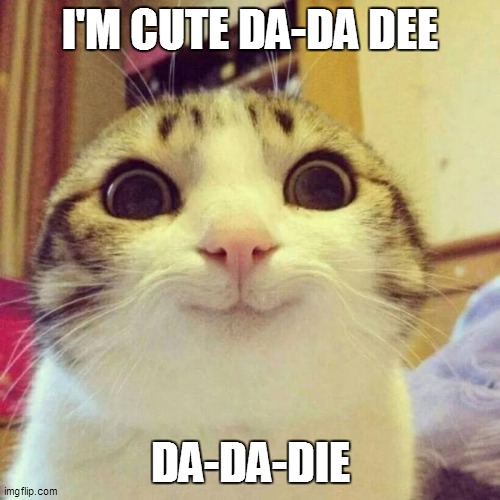 Smiling Cat Meme | I'M CUTE DA-DA DEE; DA-DA-DIE | image tagged in memes,smiling cat | made w/ Imgflip meme maker