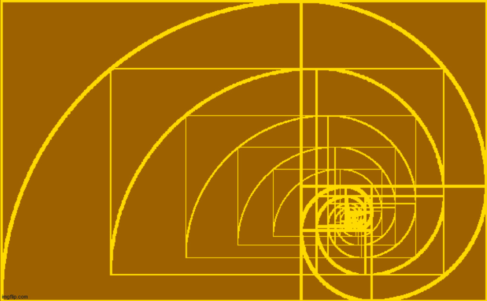 5 golden spirals turn into 10, or infinity. | image tagged in the golden ratio,fibonacci,math,geometry | made w/ Imgflip meme maker