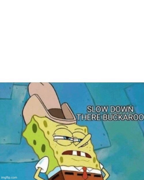 Slow down there buckaroo | image tagged in slow down there buckaroo | made w/ Imgflip meme maker