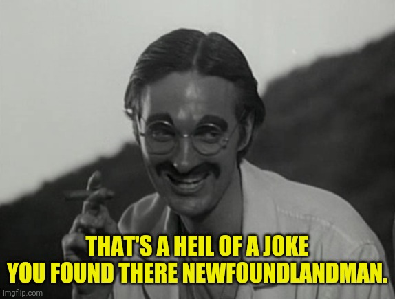 THAT'S A HEIL OF A JOKE YOU FOUND THERE NEWFOUNDLANDMAN. | made w/ Imgflip meme maker