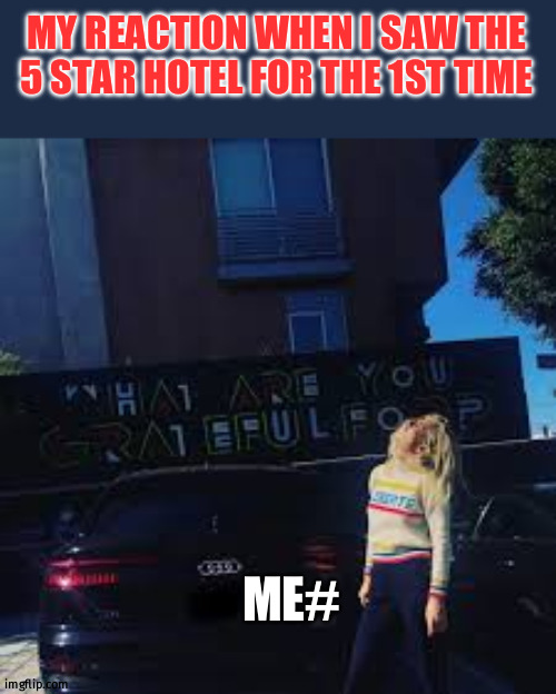 Vanessa memes | MY REACTION WHEN I SAW THE 5 STAR HOTEL FOR THE 1ST TIME; ME# | image tagged in hotel facts | made w/ Imgflip meme maker