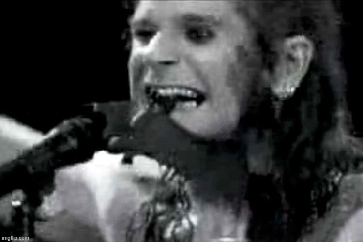 Ozzy biting bat | image tagged in ozzy biting bat | made w/ Imgflip meme maker