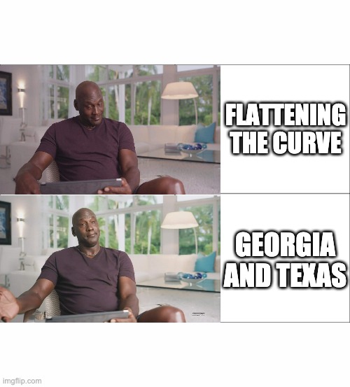 MJ OK NOT OK | FLATTENING THE CURVE; GEORGIA AND TEXAS | image tagged in 4 panel comic | made w/ Imgflip meme maker