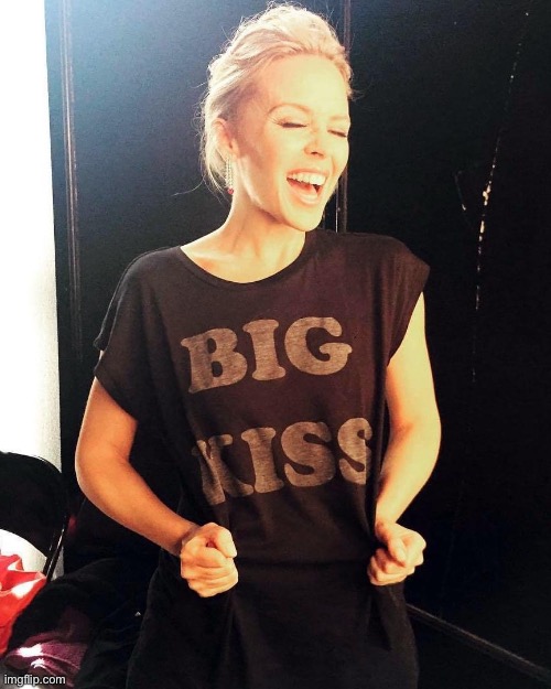 Big Kiss! | image tagged in kylie big kiss,kiss,kissing,t-shirt,laugh,kisses | made w/ Imgflip meme maker