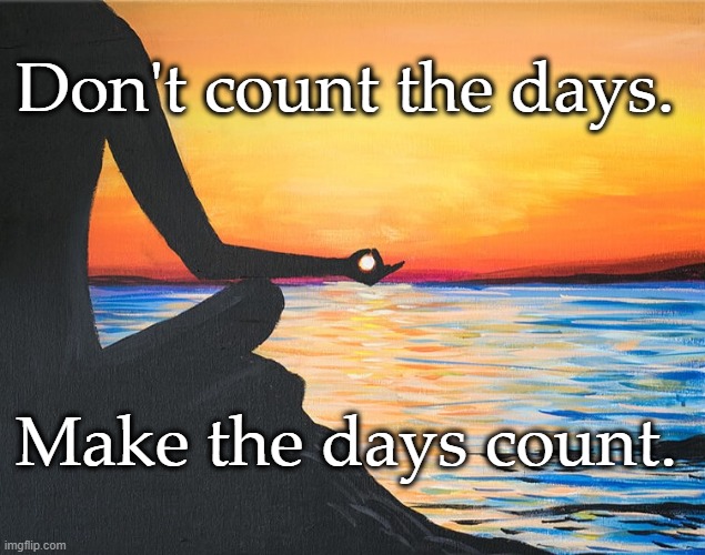 Make this count |  Don't count the days. Make the days count. | image tagged in words of wisdom | made w/ Imgflip meme maker
