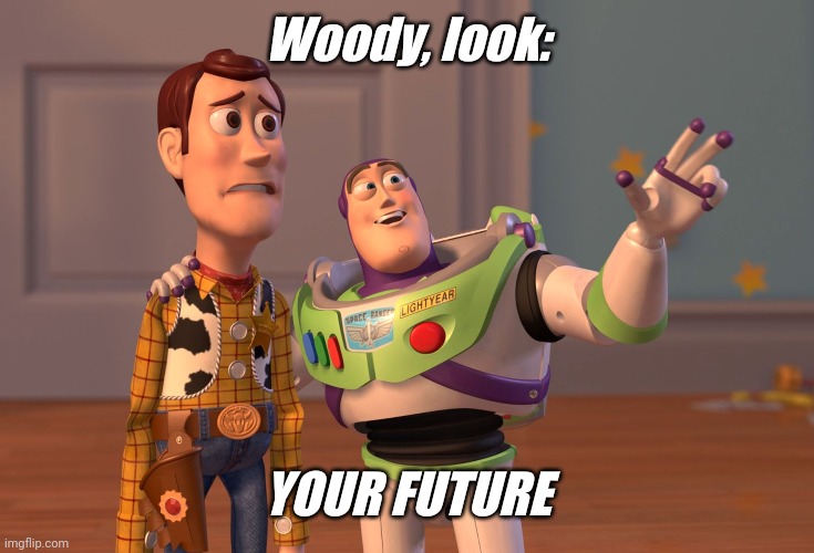 X, X Everywhere Meme | Woody, look: YOUR FUTURE | image tagged in memes,x x everywhere | made w/ Imgflip meme maker