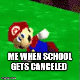 SCHOOL BOIIIIIII | ME WHEN SCHOOL GETS CANCELED | image tagged in gifs,mario | made w/ Imgflip video-to-gif maker