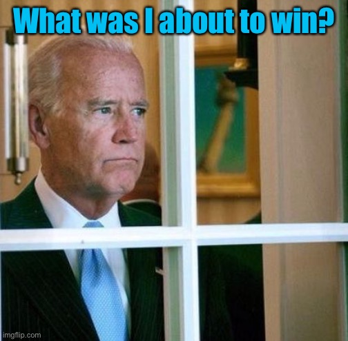 Sad Joe Biden | What was I about to win? | image tagged in sad joe biden | made w/ Imgflip meme maker