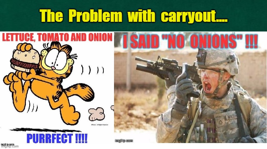 The problem with take out | The  Problem  with  carryout.... | image tagged in food,humor | made w/ Imgflip meme maker