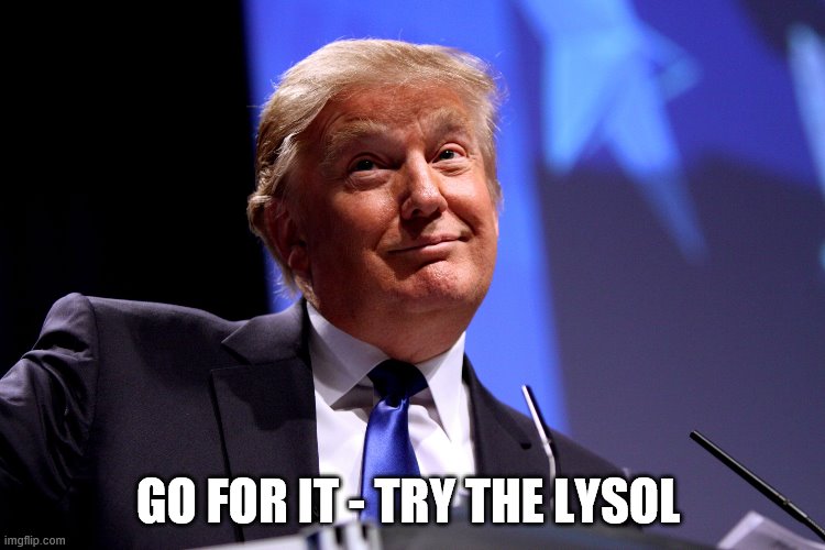 Donald | GO FOR IT - TRY THE LYSOL | image tagged in donald trump no2 | made w/ Imgflip meme maker