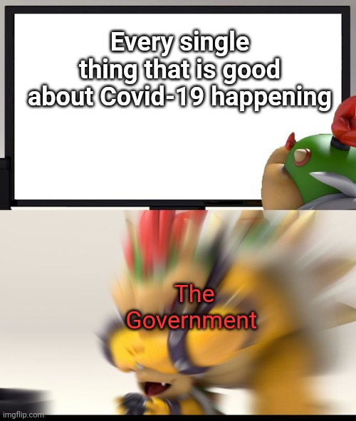 The unexpected | Every single thing that is good about Covid-19 happening; The Government | image tagged in nintendo switch parental controls,covid-19,coronavirus | made w/ Imgflip meme maker