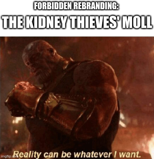 Reality can be whatever I want. - could, so peed on it | FORBIDDEN REBRANDING:; THE KIDNEY THIEVES' MOLL | image tagged in reality can be whatever i want | made w/ Imgflip meme maker