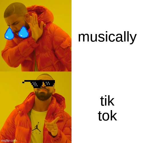 Drake Hotline Bling | musically; tik tok | image tagged in memes,drake hotline bling | made w/ Imgflip meme maker