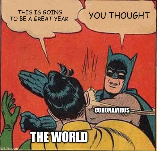 voropve | THIS IS GOING TO BE A GREAT YEAR; YOU THOUGHT; CORONAVIRUS; THE WORLD | image tagged in memes,batman slapping robin | made w/ Imgflip meme maker