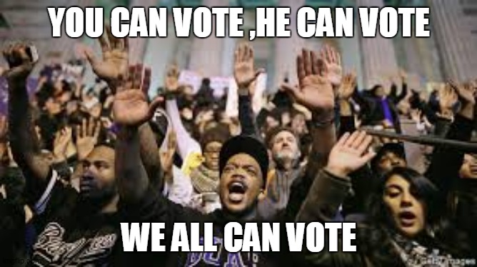 american | YOU CAN VOTE ,HE CAN VOTE; WE ALL CAN VOTE | image tagged in original meme | made w/ Imgflip meme maker