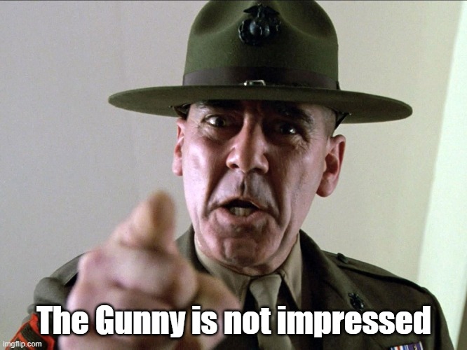 The Gunny is not impressed | image tagged in gunny | made w/ Imgflip meme maker