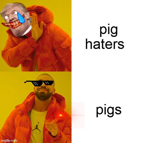 Drake Hotline Bling | pig haters; pigs | image tagged in memes,drake hotline bling | made w/ Imgflip meme maker