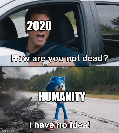 A meme from 2020 | 2020; HUMANITY | image tagged in how are you not dead | made w/ Imgflip meme maker