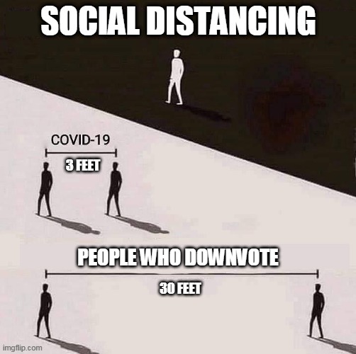 social distancing from downvoters | PEOPLE WHO DOWNVOTE | image tagged in social distancing | made w/ Imgflip meme maker