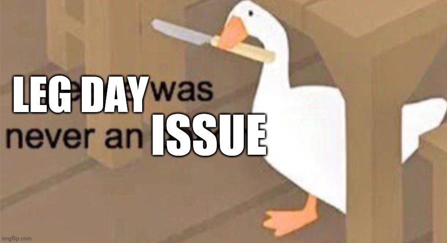Untitled Goose Peace Was Never an Option | LEG DAY ISSUE | image tagged in untitled goose peace was never an option | made w/ Imgflip meme maker