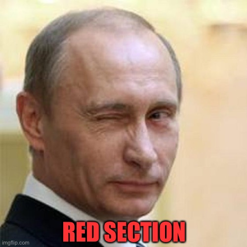 Putin Winking | RED SECTION | image tagged in putin winking | made w/ Imgflip meme maker