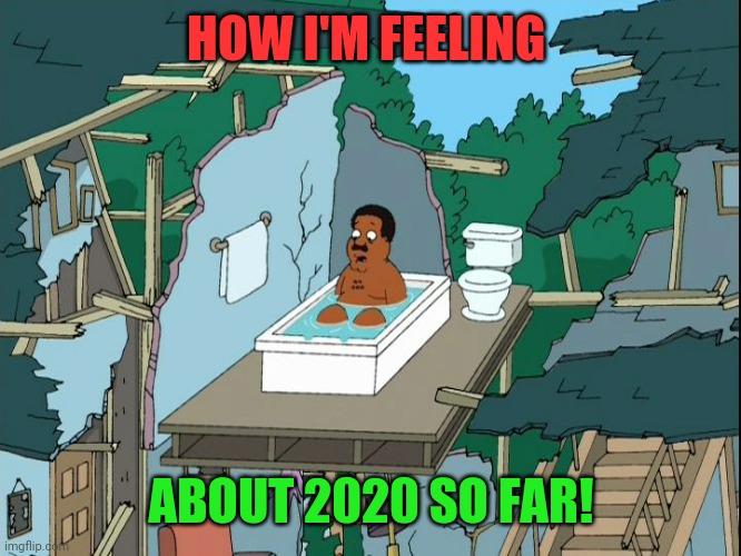 2020 in a nutshell | HOW I'M FEELING; ABOUT 2020 SO FAR! | image tagged in cleveland bathtub,coronavirus,donald trump,republicans,pandemic | made w/ Imgflip meme maker